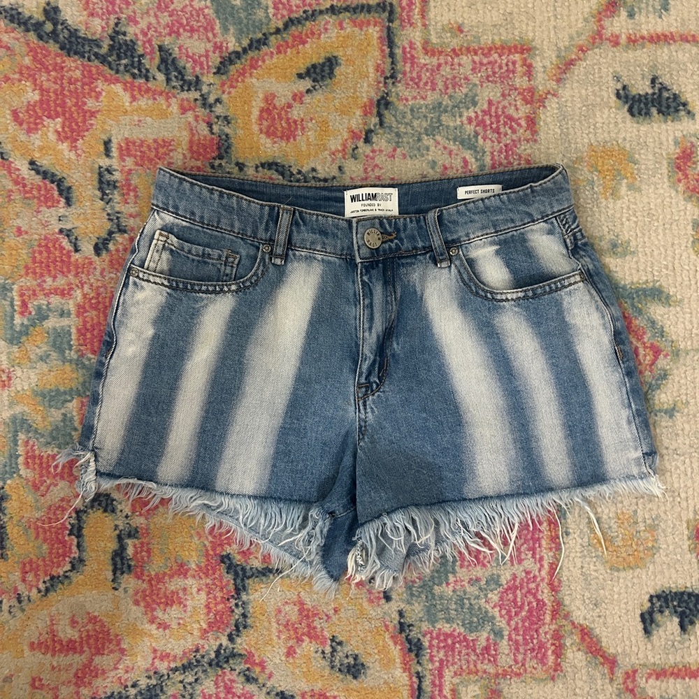 William Rast Blue Jean Shorts with Frayed Hem